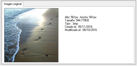 Comprobar datos de la imágen original.