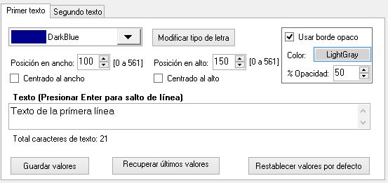 Pulsar fuente en la pestaña Primer texto para configurar el tipo de letra.